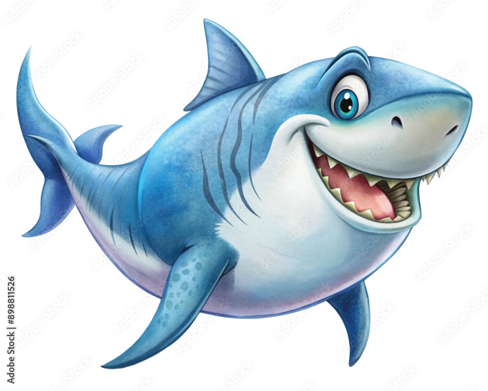 Fototapeta premium shark cartoon isolated on white