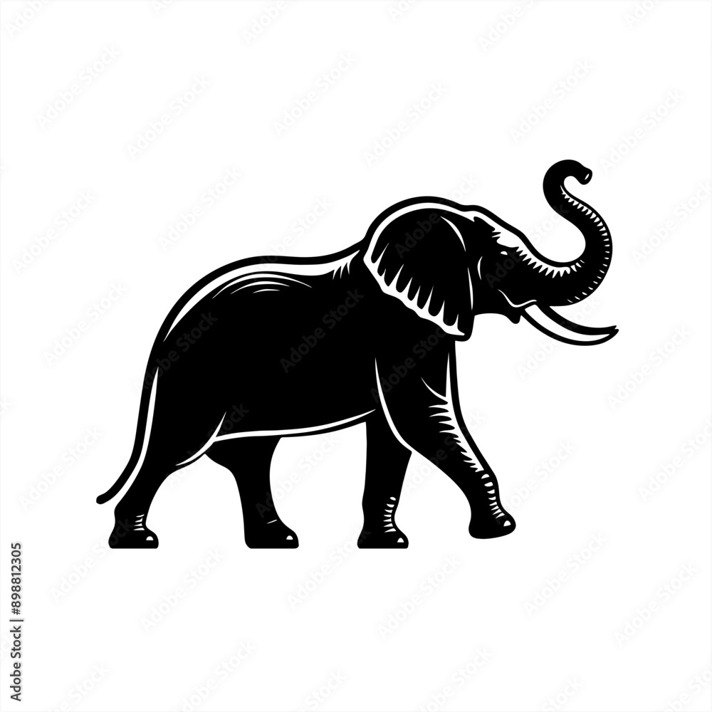silhouette of african elephant rise trunk silhouette of african elephant rise trunk