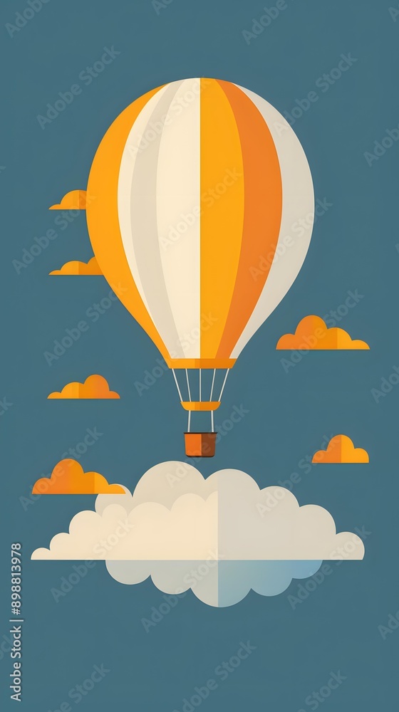 Obraz premium Orange and White Hot Air Balloon Flying Through the Sky With Clouds