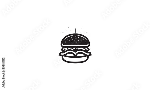 hamburger logo design black simple flat icon on white background