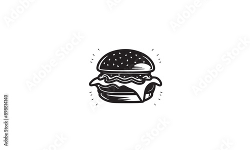 hamburger logo design black simple flat icon on white background