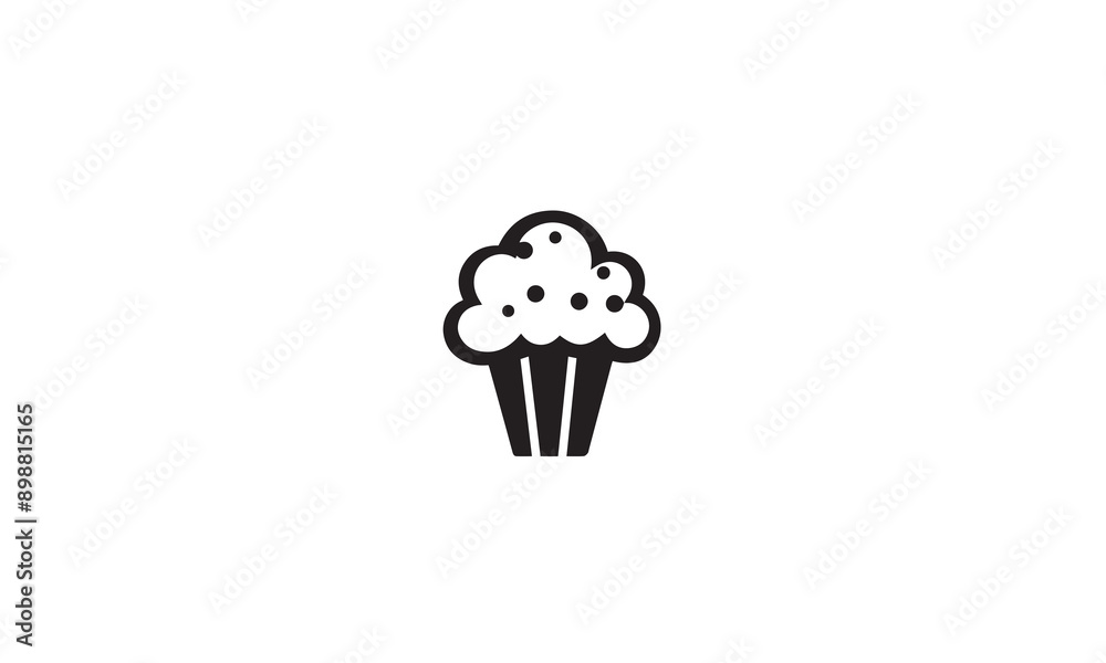 popcorn logo design black simple flat icon on white background popcorn logo design black simple flat icon on white background