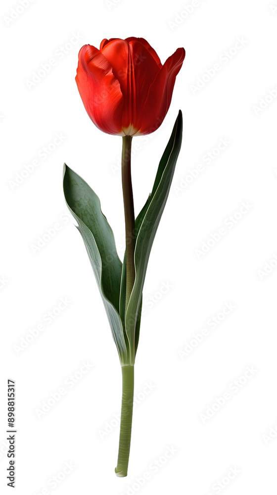 [Transparent Background PNG]Red Tulip on White Background