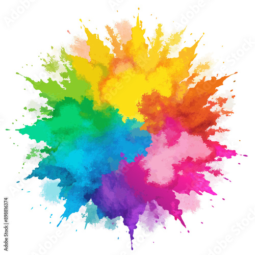 Multicolor powder explosion on White background	