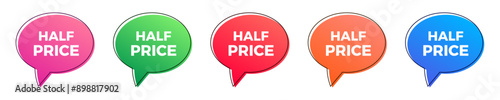 Half price sale colorful sticker set.