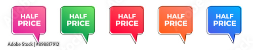 Half price sale colorful sticker set.