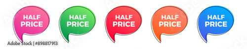 Half price sale colorful sticker set.