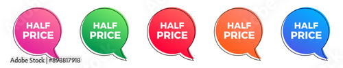 Half price sale colorful sticker set.