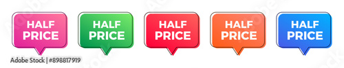 Half price sale colorful sticker set.