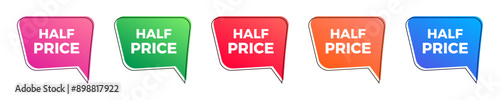 Half price sale colorful sticker set.