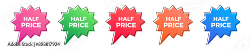 Half price sale colorful sticker set.