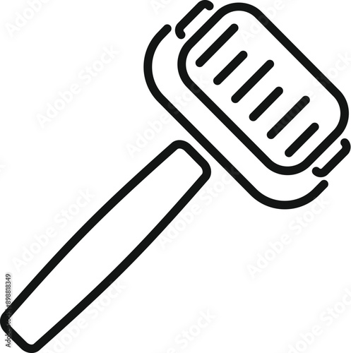 Simple line art icon of a meat tenderizer, a tool used for pounding and flattening meat