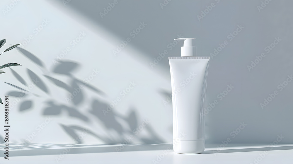 Minimalist White Cosmetics Bottle in Natural Light with Leaf Shadows - Clean and Elegant Product Photography Minimalist White Spray Bottle on Pedestal with Palm Leaf Shadow Minimalist White Cosmetics Bottle in Natural Light with Leaf Shadows - Clean and Elegant Product Photography Minimalist White Spray Bottle on Pedestal with Palm Leaf Shadow