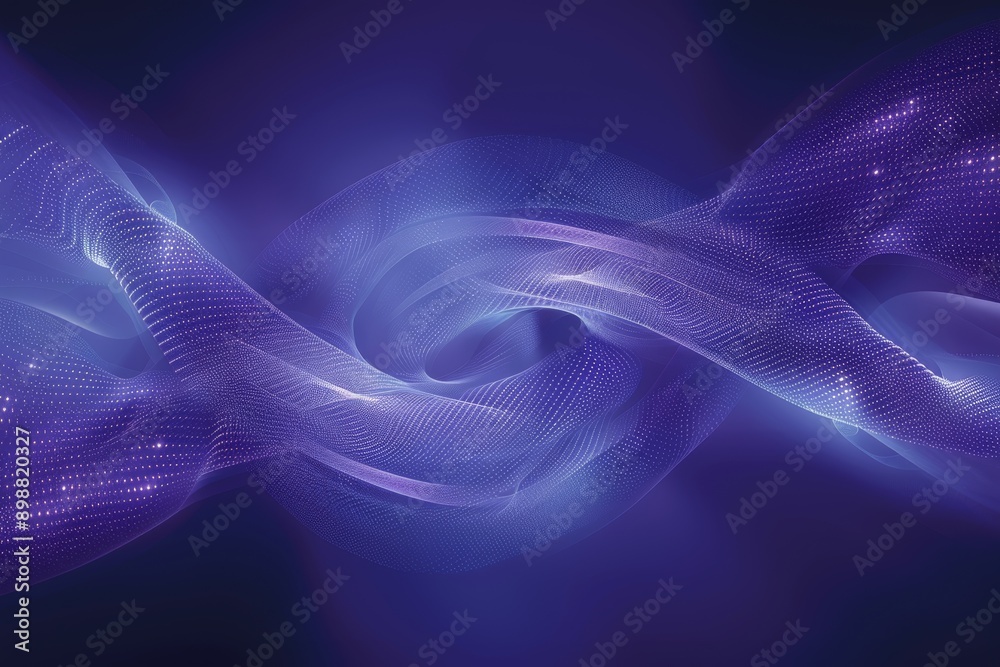 Fototapeta premium Abstract illustration with intertwining purple waves on a dark background creating a sense of depth and motion