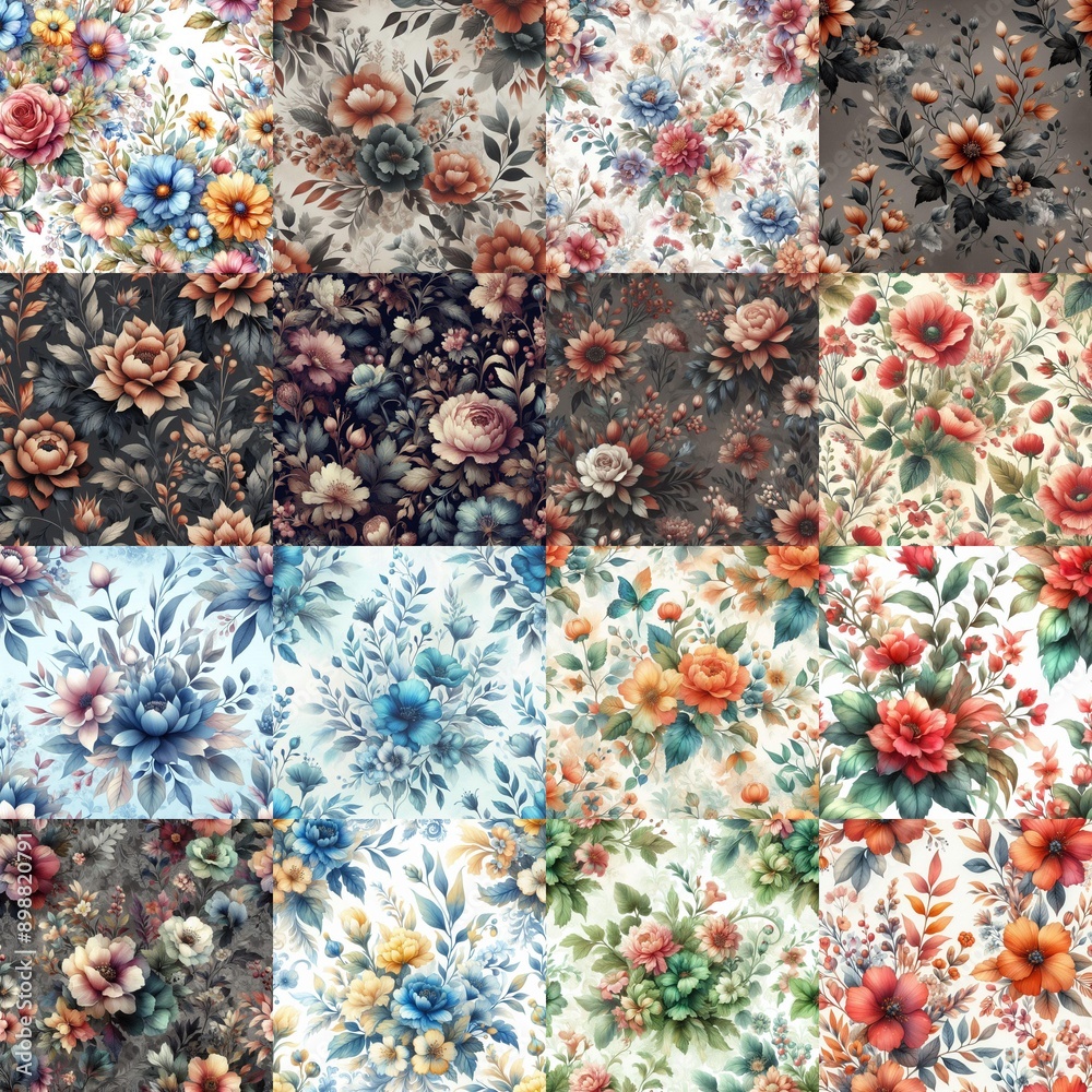 Watercolor flowers paint style backgrounds. AI generated illustration Watercolor flowers paint style backgrounds. AI generated illustration