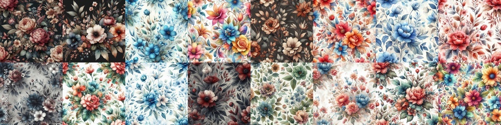 Watercolor flowers paint style backgrounds. AI generated illustration Watercolor flowers paint style backgrounds. AI generated illustration