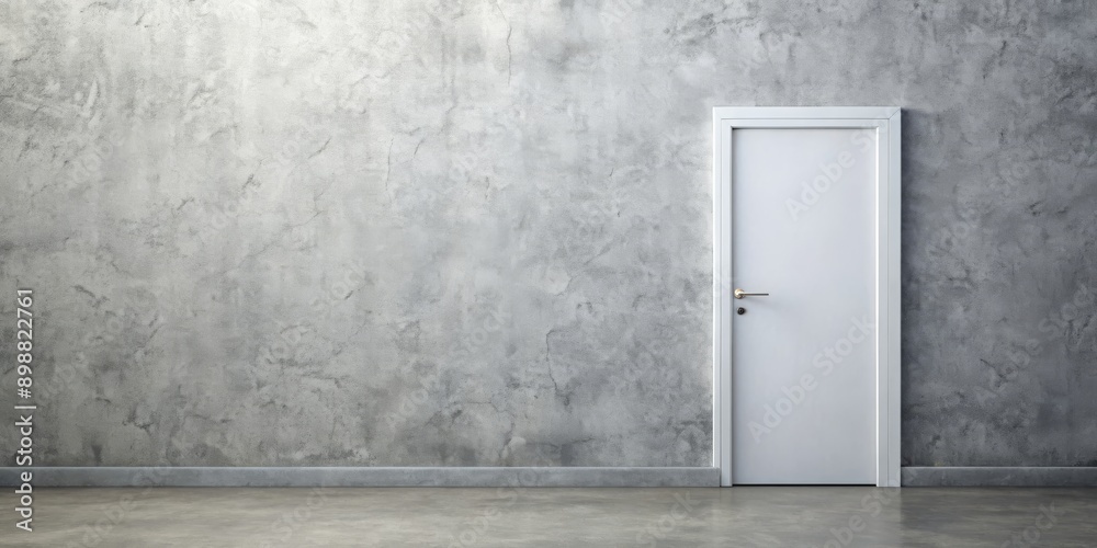 Closed white door with no handle on a textured concrete wall, door, closed, white, concrete, wall, minimalistic, modern Closed white door with no handle on a textured concrete wall, door, closed, white, concrete, wall, minimalistic, modern