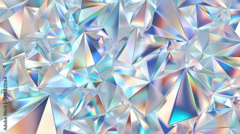A colorful abstract background featuring iridescent triangles in a geometric pattern A colorful abstract background featuring iridescent triangles in a geometric pattern