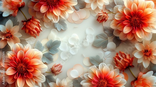 Flowers and Leaves Painting on Pink Background