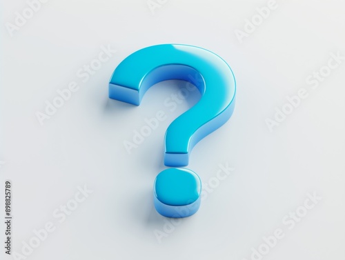 3d blue icon question mark. Isometric perspective of a glossy texture faq icon.