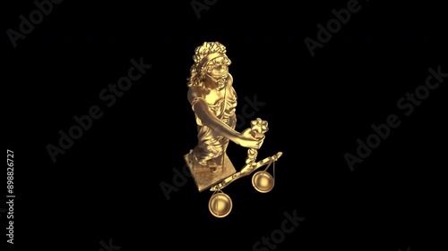 Justice statue Themis on a transparent alpha channel background for easy drag and drop use! photo