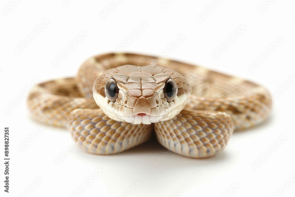 Fototapeta premium Baby Monocled Siamese cobra isolated on white background
