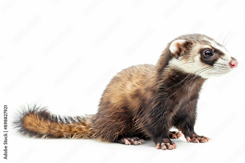 Ferret isolated on white from the side Ferret isolated on white from the side