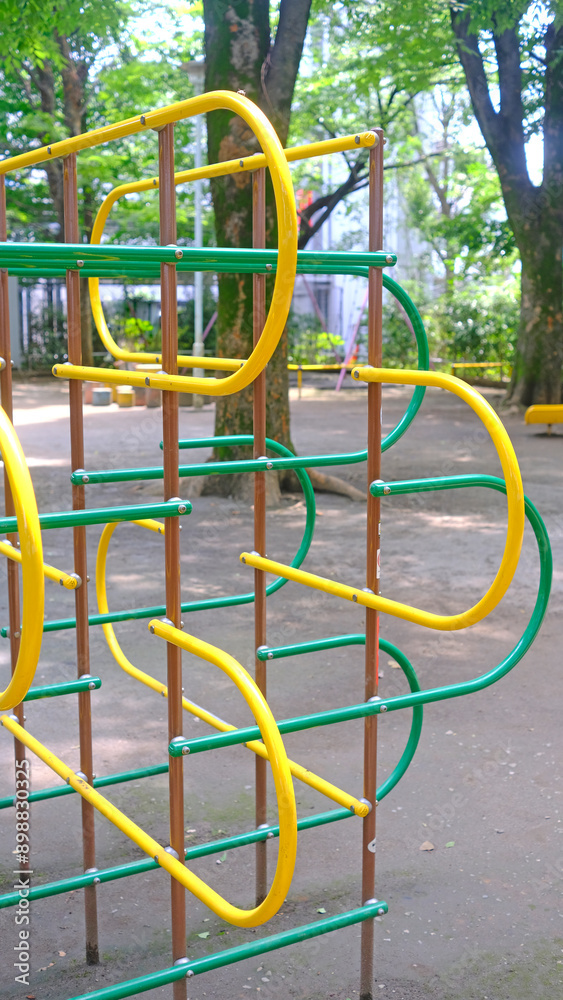 Yellow joyful climbing frame for child and kids in Japan playground Yellow joyful climbing frame for child and kids in Japan playground
