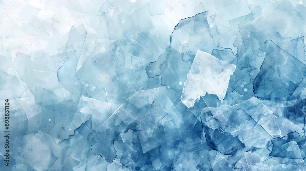 Abstract Watercolor Wall with Blue and White Shards Abstract Watercolor Wall with Blue and White Shards