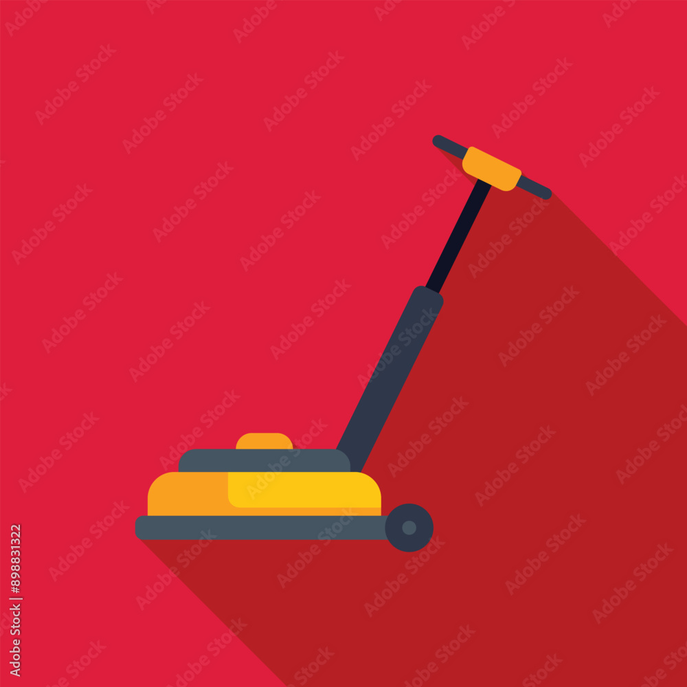Fototapeta premium Floor polisher machine on red background with long shadow