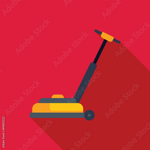 Floor polisher machine on red background with long shadow