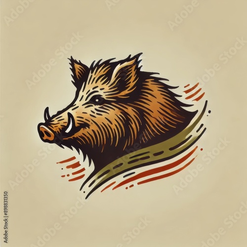 Wild Boar: A Vibrant Artistic Logo photo