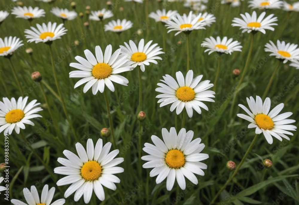A field of daisies swaying in the breeze. A field of daisies swaying in the breeze.