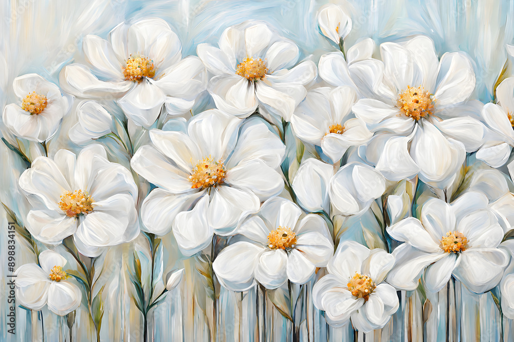 Obraz premium Acrylic abstract painting of white flowers