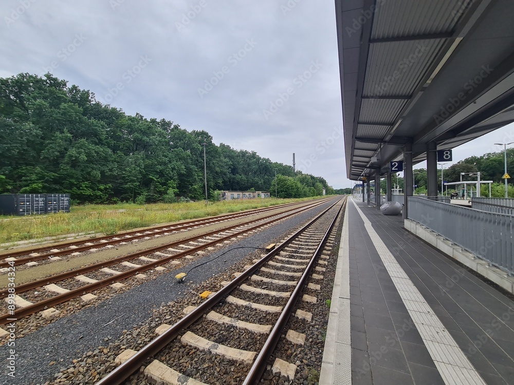 Fototapeta premium railways at the train station in Strausberg, Brandenburg