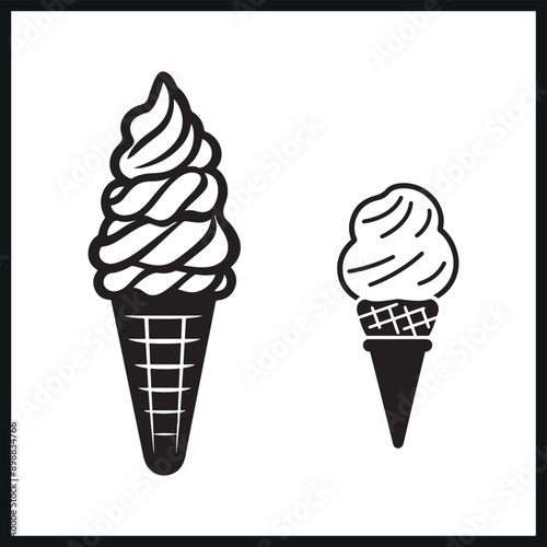 Ice Cream Cone silhouette. waffle cone