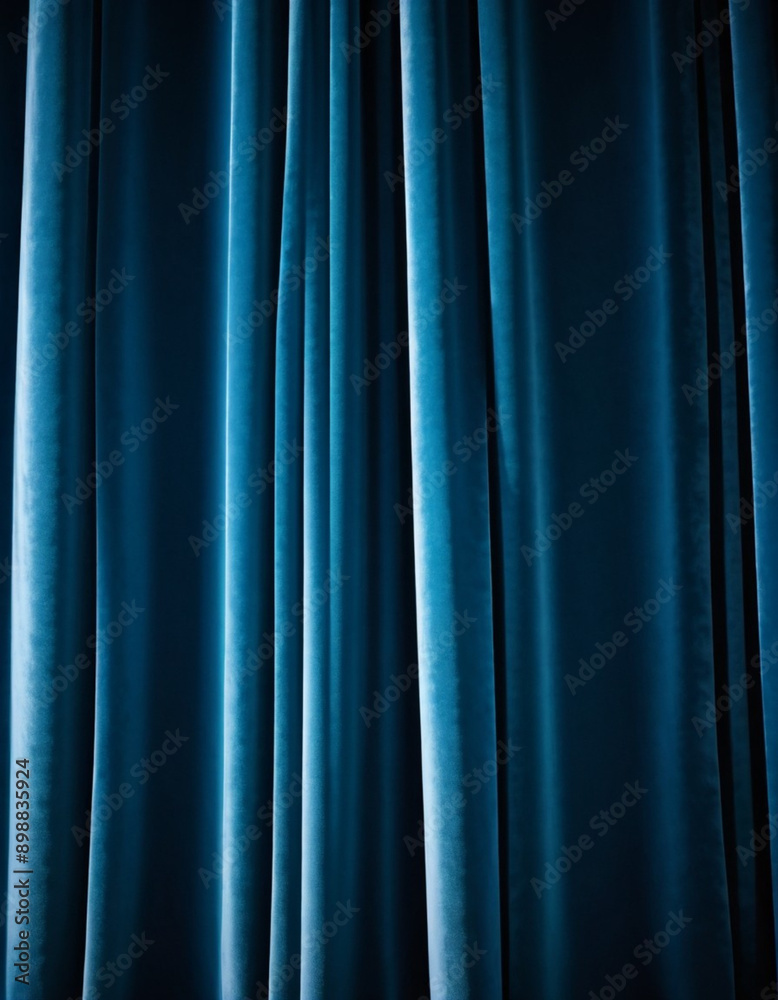 Curtain with soft smooth flowing folds. Deep blue color and luxurious texture create a dramatic and elegant atmosphere. Decoration and interior design. Expensive curtain made of rich fabric. AI Curtain with soft smooth flowing folds. Deep blue color and luxurious texture create a dramatic and elegant atmosphere. Decoration and interior design. Expensive curtain made of rich fabric. AI