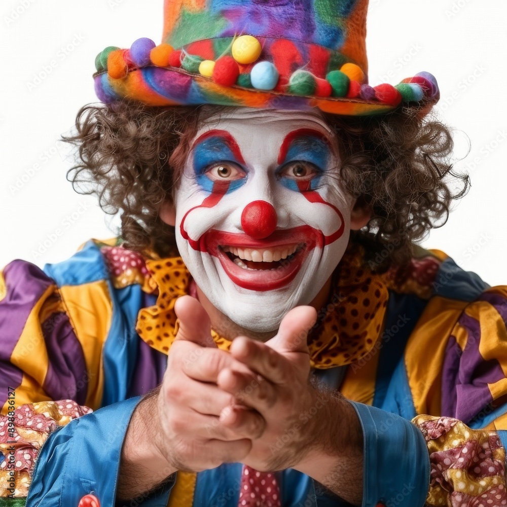 Man in Clown Makeup and Clown Hat