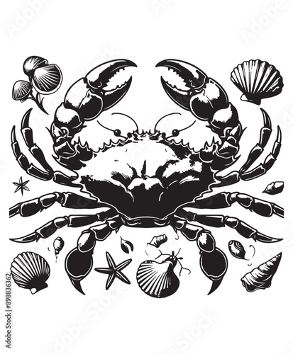crab vector art,graphics crabs icons set,vintage illustration crab clipart,vector crabs flat style artwork design