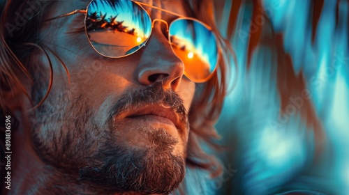 Man Wearing Sunglasses With Painting Behind Him