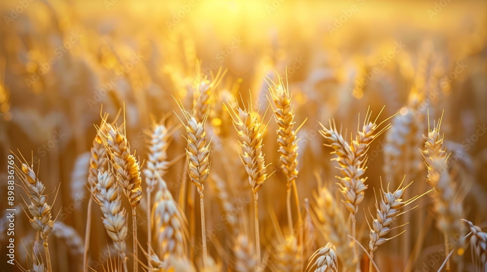 Autumn wheat field ready for harvest at sunset Autumn wheat field ready for harvest at sunset