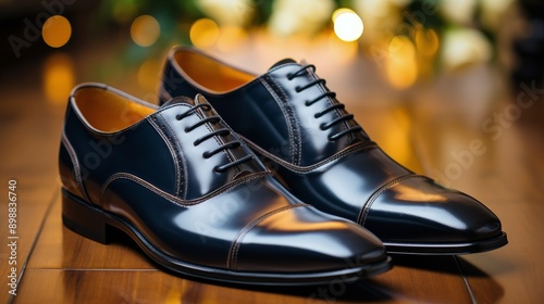 Black Shoes on Wooden Floor