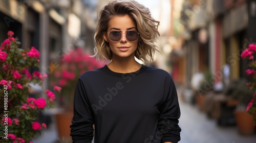 Woman Wearing Sunglasses and Black Top