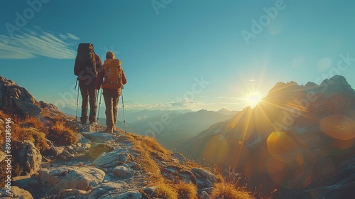 Two People Standing on Top of a Snow-Covered Mountain