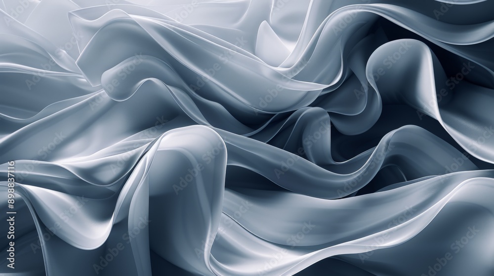 Elegant smooth wavy cloth flowing like water, luxurious gray fabric texture background Elegant smooth wavy cloth flowing like water, luxurious gray fabric texture background