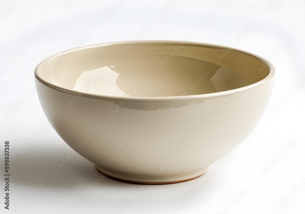 Empty beige ceramic bowl on white background Empty beige ceramic bowl on white background
