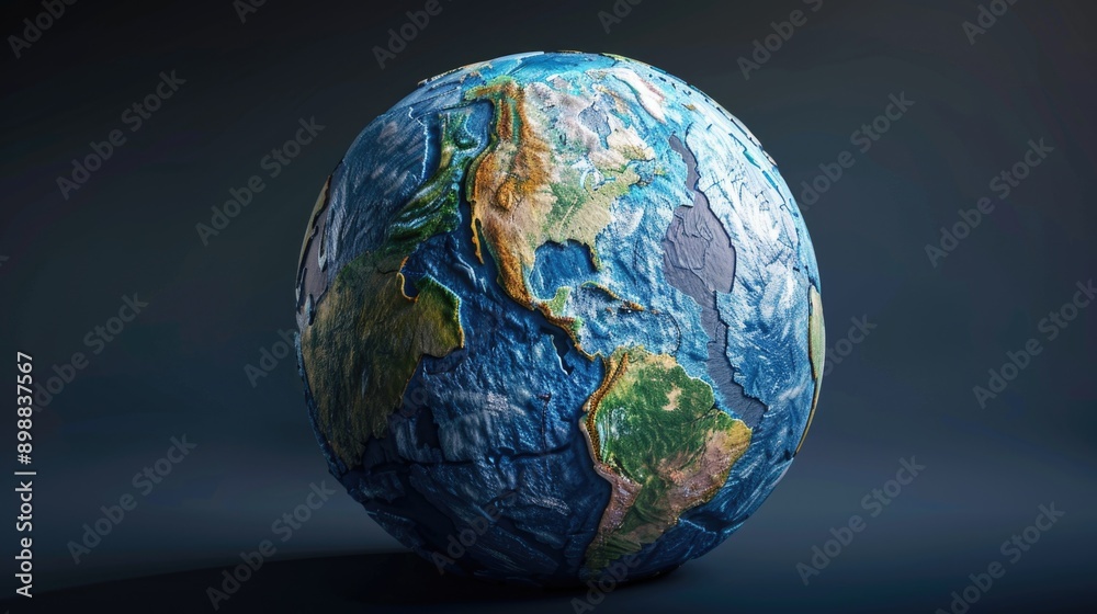 Paper mache representation of the earth on a dark background, ideal for environmental or sustainability-themed projects Paper mache representation of the earth on a dark background, ideal for environmental or sustainability-themed projects