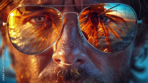 Man Wearing Sunglasses With Painting Behind Him
