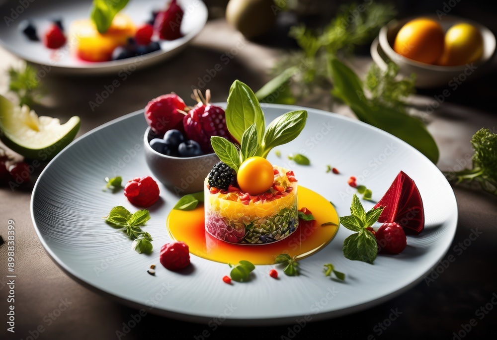 colorful culinary artistry showcasing vibrant food presentation creative garnishes impeccable plating techniques, plate, design, creativity, style, dish