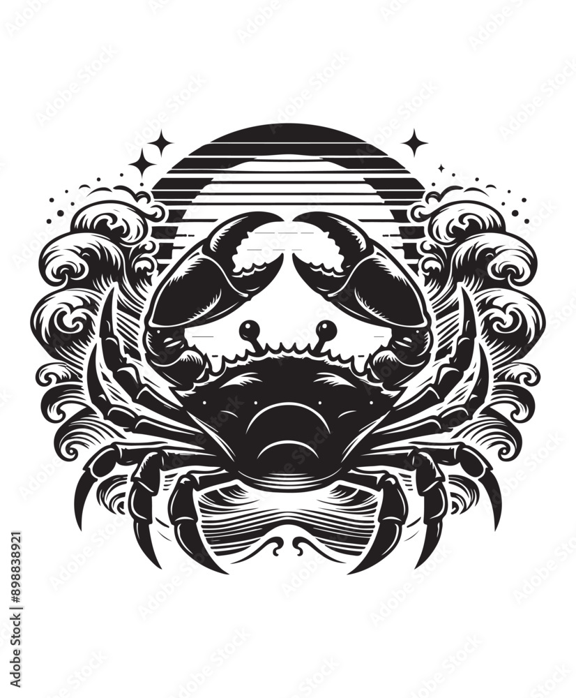 Fototapeta premium crab vector art,graphics crabs icons set,vintage illustration crab clipart,vector crabs flat style artwork design